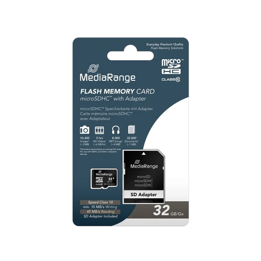 MediaRange Micro SDHC 32GB inkl. SD-adapter