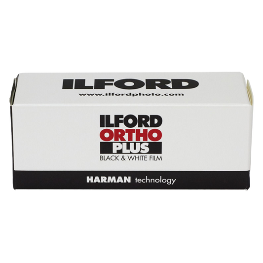 ILFORD ORTHO PLUS 120  svart/hvitt-film med 10 bilder for 120 kamera.