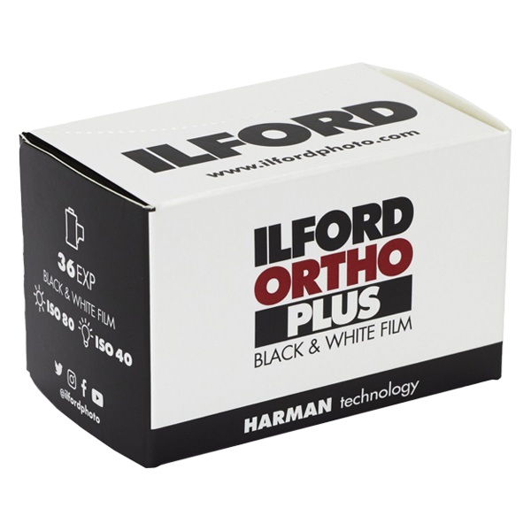 ILFORD ORTHO PLUS 135  svart/hvitt-film med 36 bilder for 35mm kamera.